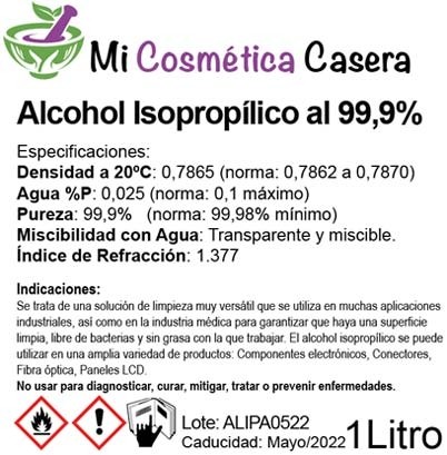 Alcohol Isopropílico 99,9% - 1 Litro
