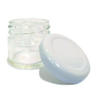 Frasco de cristal de 30ml con tapa blanca