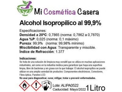 Alcohol Isopropílico 99,9% - 1 Litro