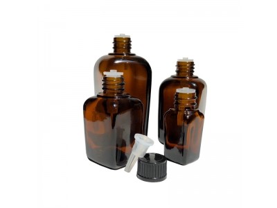 Frasco Cuadrado color Ámbar 30ml con Tapón goteo