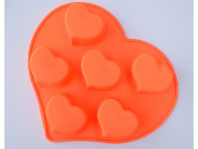Molde silicona 6 corazones