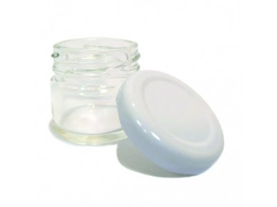 Tarro de cristal de 30ml con tapa blanca
